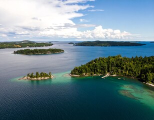 Obraz premium Aerial view of islands and turquoise water