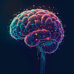 AI brain activity colorful data streams
