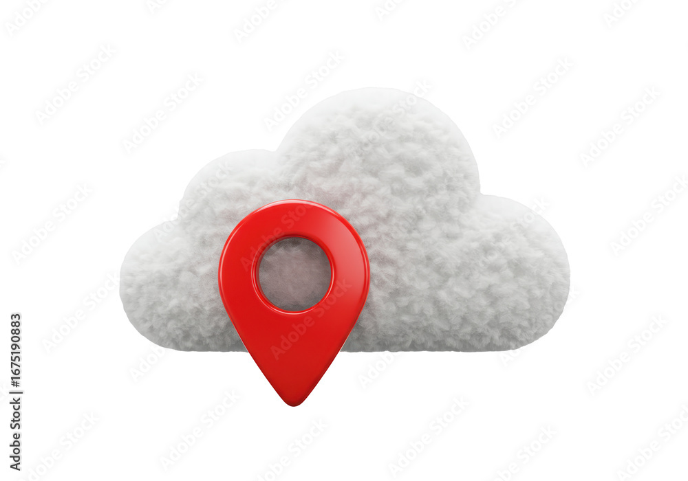 Poster isolated cloud computing service with location pin icon marker for online digital map