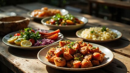 Delicious Homemade Meal A Variety of Savory Dishes