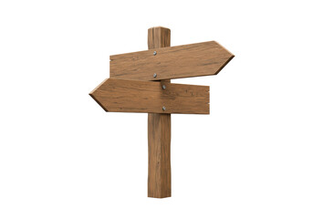 Isolated Wooden Directional Sign, Directional Arrow, Waymark with Two Arrows, Wooden Signboard