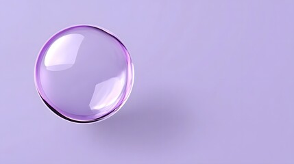 Minimalist violet glass sphere on a pastel background.