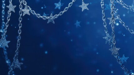 blue background for design. connection stars chain, with copy space.