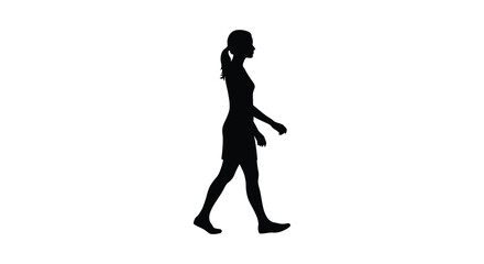 Silhouette of a woman walking in a professional attire isolated on white