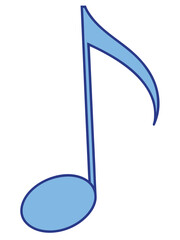 Obraz premium Simple Illustration of an Eighth Note Music Symbol in Light Blue Isolated on White Background for Educational Material and Design Projects