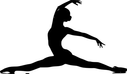 Fototapeta premium a silhouette of a woman doing a split in a gymnastics pose