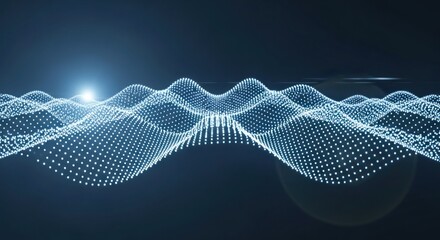 Glowing dot grid forms wavy abstract landscape over a dark gradient backdrop