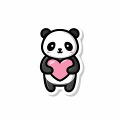 panda with a heart