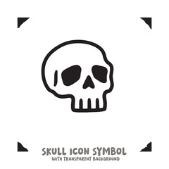 Skull Icon Symbol Vector Illustration in Black and White