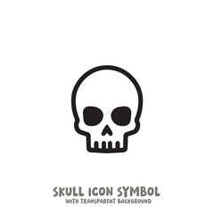 Skull Icon Symbol Vector Illustration in Black and White