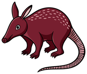 Fototapeta premium Cute Aardvark Standing Illustration With Long Ears and Striped Tail
