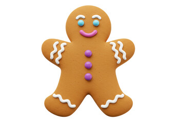 Isolated gingerbread man cookie for Christmas holidays with icing decoration, seasonal treat