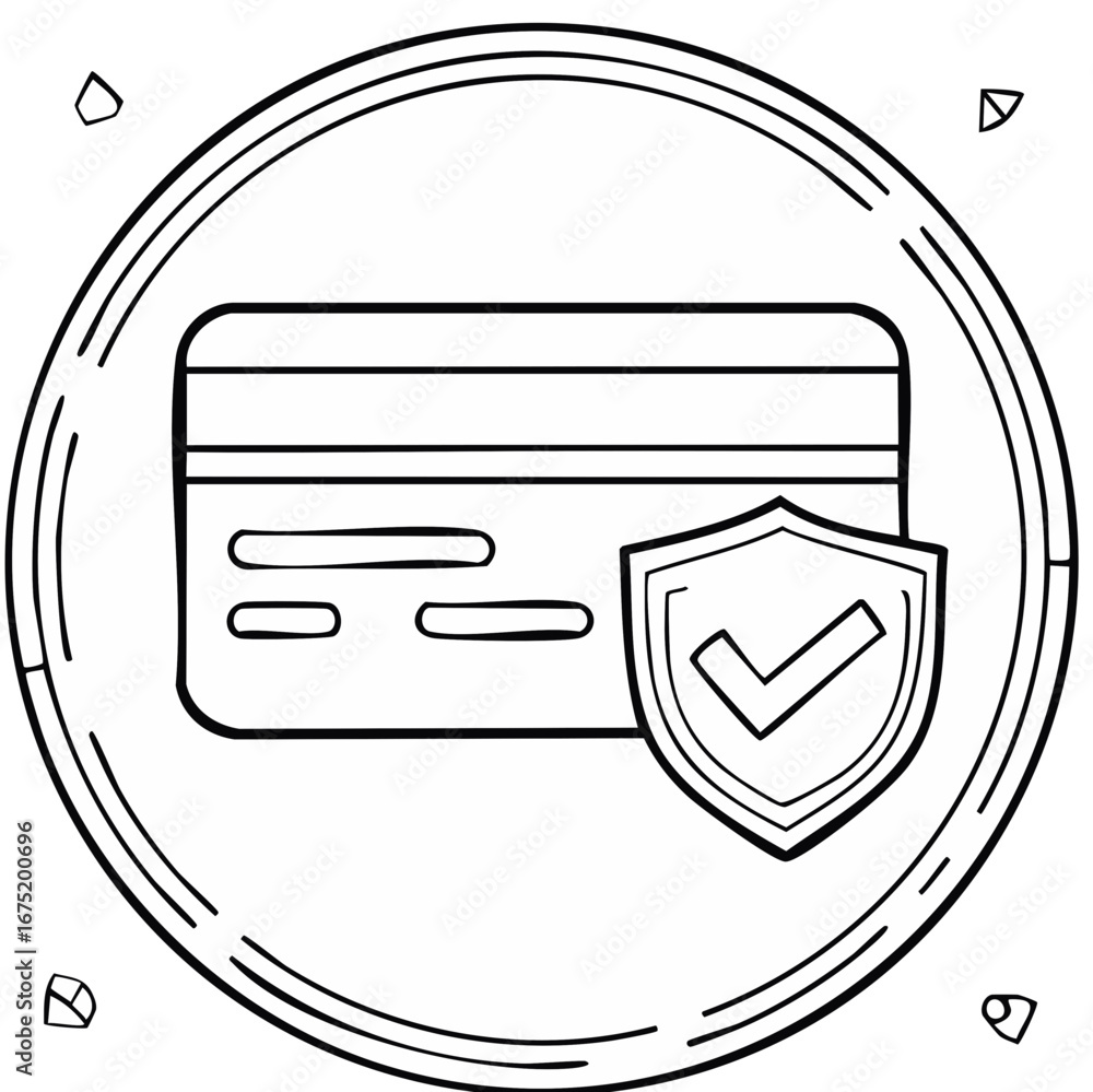 Aufkleber secure credit card icon with checkmark shield and circle border