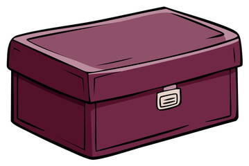 Illustration of a maroon box with a metal clasp
