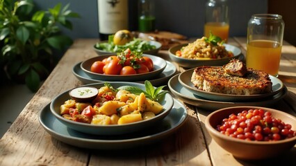 Delicious Homemade Meal A Variety of Savory Dishes