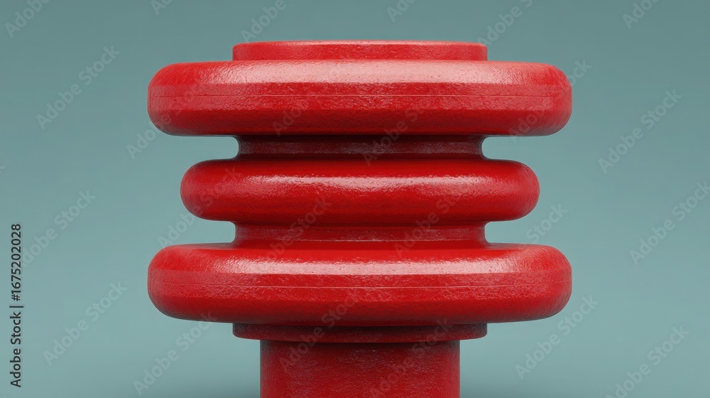 Poster bold red object on a bright blue background representing a striking visual contrast and eye-catching