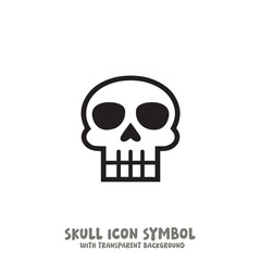Skull Icon Symbol Vector Illustration in Black and White
