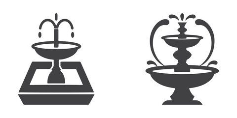 Water fountain silhouette vector illustrations