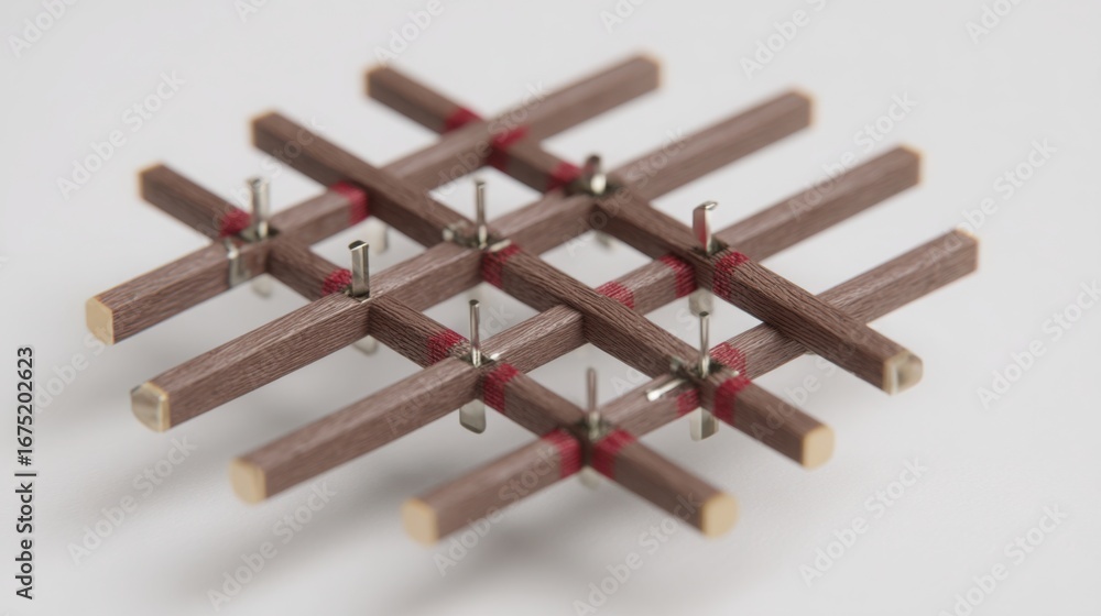 Poster elegant wooden cross representing market breadth matrix as a visual tool for financial data analysis