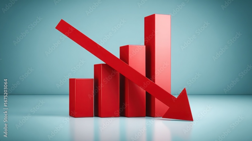 Aufkleber bold red graph bar chart representing key data insights and trends in financial performance and mark