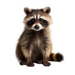 Obraz premium Cute raccoon portrait isolated on black background wildlife animal photography image for graphic design and art | png cutout isolated on transparent backddrop