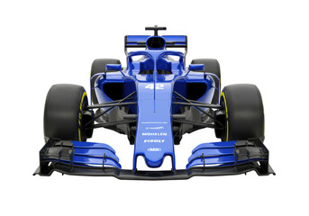 Naklejka premium Isolated Blue Formula One Racecar, Front View, Number 42, Streamlined Body, Racing Sport Style