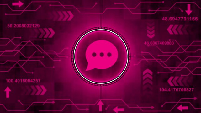 Message chat box icon animation on black background. Chat icon, chat sign vector for web site Computer and mobile app. Message bubble. Receive message. 4k render video animation.