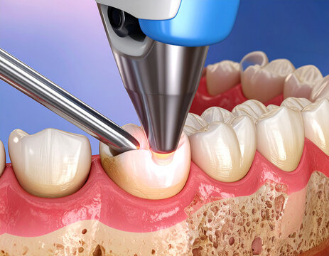 Cleavage of the alveolar ridge, augmentation. Dental surgery, 3D illustration.teeth, crest, dental, dentistry, increase, losing, loss, recession, recovery, render, surgery, Generative AI