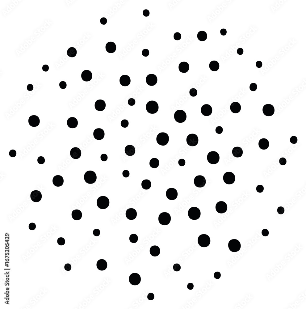Poster scattered black dots pattern on white background abstract geometric design