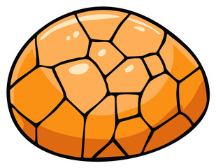 Obraz premium Cartoon illustration of an orange object with segmented abstract pattern and glossy appearance.