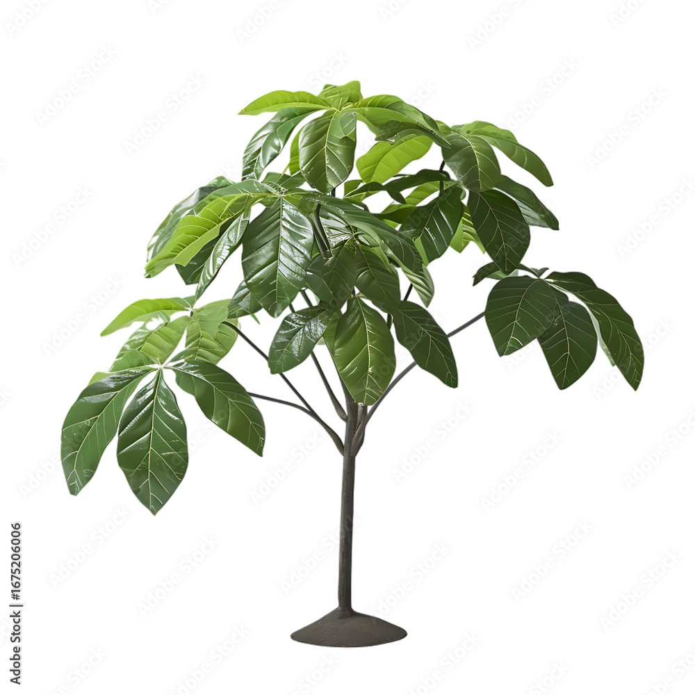 Poster isolated plant rendering of a leafy tree for graphic design and botanical illustration use in projec