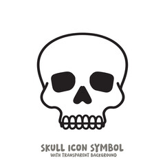Skull Icon Symbol Vector Illustration in Black and White