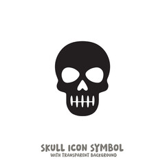 Skull Icon Symbol Vector Illustration in Black and White
