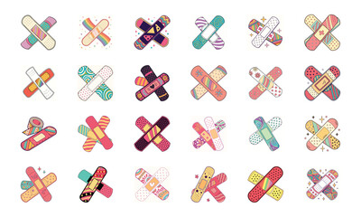 Colorful Medical and Healthcare Vector Illustration Set – Prescription, Microscope, DNA, Lungs, Test Tube, Bandage, Syringe, and Hospital Equipment Icons on White Background