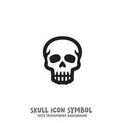 Skull Icon Symbol Vector Illustration in Black and White