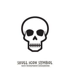 Skull Icon Symbol Vector Illustration in Black and White