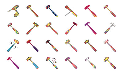 Colorful Medical and Healthcare Vector Illustration Set – Prescription, Microscope, DNA, Lungs, Test Tube, Bandage, Syringe, and Hospital Equipment Icons on White Background