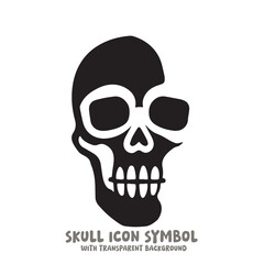 Skull Icon Symbol Vector Illustration in Black and White