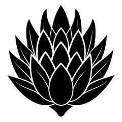 Black Silhouette Vector of Protea Flower Isolated on White Background
Protea Flower Silhouette Vector
Minimalist Protea Flower Icon
Bold Black Floral Vector Design
