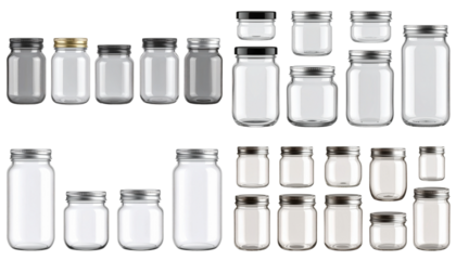 3d realistic glass jars with lids vector package mockups for food preservation, canning and storage. 