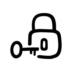 Unlock doodle vector icon