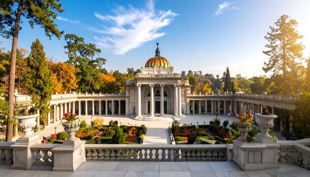 Magnificent architecture and scenic garden views at Chapultepec Castle