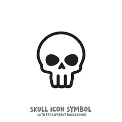 Skull Icon Symbol Vector Illustration in Black and White