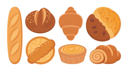 Artistic collection of delicious baked goods including bread croissants and pastries perfect for culinary themes.