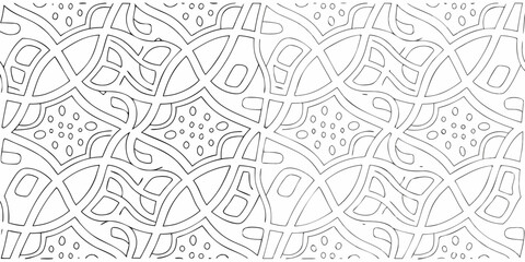 Intricate black and white geometric pattern with organic and abstract shapes