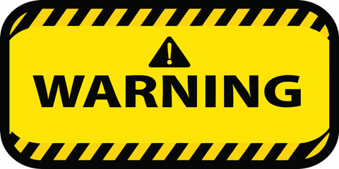 Clear and bold warning sign with an exclamation mark symbol and hazard stripes