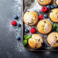 Baking Tray of Muffins
