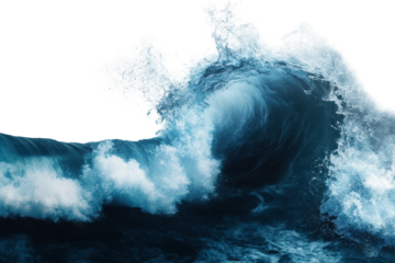 Large stormy ocean wave crashing with immense power and detail, isolated against a transparent gigapixel background for stunning visual impact
