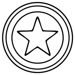 Obraz premium Hand drawn black and white icon of a star inside a circle, a simple doodle sketch for an award, medal, or badge symbol.