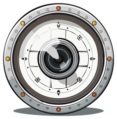 Futuristic spaceship porthole or airlock hatch vector illustration